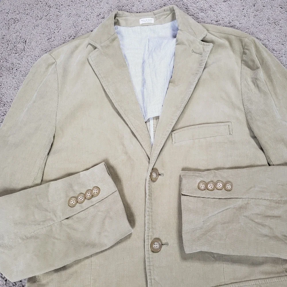VTG Y2K J Crew Blazer Jacket Men S‎ Tan Corduroy Sport Coat Academia Professor